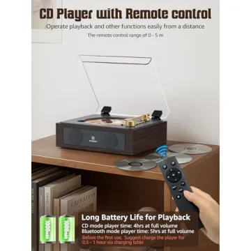 Retro Portable Bluetooth CD Player with Remote and Speakers