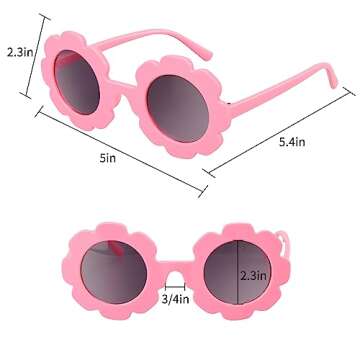 Mdvora 4 Pack Round Flower Sunglasses Set, Outdoor Kids Sunglasses Kit, 12 Color Options Flower Sunglasses(Set D, 4pcs)