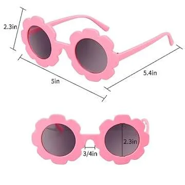 Mdvora 4 Pack Round Flower Sunglasses Set, Outdoor Kids Sunglasses Kit, 12 Color Options Flower Sunglasses(Set D, 4pcs)