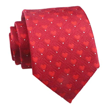 Elfeves Men's Red Tie Sweet Heart Pattern For Events