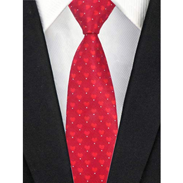 Elfeves Men's Red Tie Sweet Heart Pattern For Events