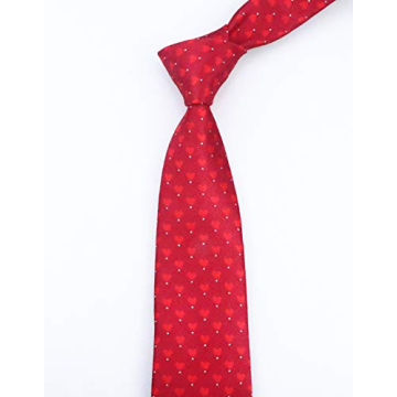 Elfeves Men's Red Tie Sweet Heart Pattern For Events