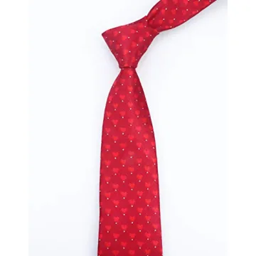 Elfeves Men's Red Tie Sweet Heart Pattern For Events