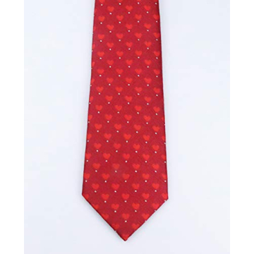 Elfeves Men's Red Tie Sweet Heart Pattern For Events