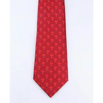 Elfeves Men's Red Tie Sweet Heart Pattern For Events