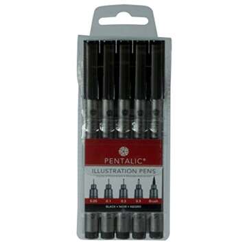 Pentalic Black Perm Ink Pen Set for Artists and Illustrators