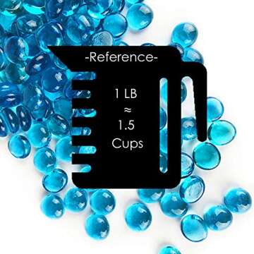 CYS EXCEL Light Blue Glass Gemstone Beads Vase Fillers (1 LB) Flat Marble Beads Multiple Color Choic...