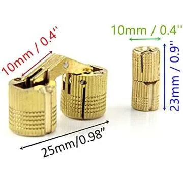 MIAO JIN 12 Pcs 10mm Brass Barrel Hinges - Durable, Elegant Construction for Creative Projects