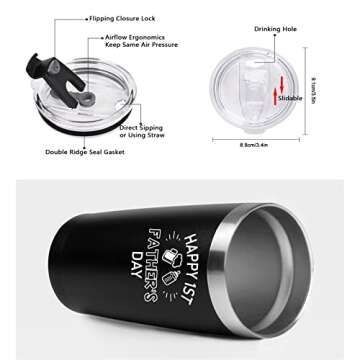 Qtencas New Dad Gifts, First Time Dad Gifts, Happy 1st Father's Day Stainless Steel Insulated Travel...