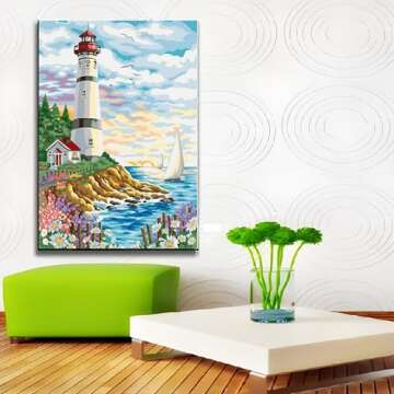 ABEUTY DIY Paint by Numbers Seaside Lighthouse Kit