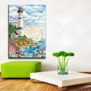 ABEUTY DIY Paint by Numbers Seaside Lighthouse Kit