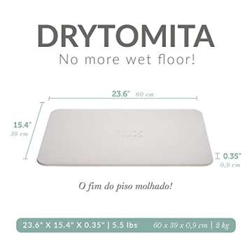Momo Lifestyle Stone Bath Mat Drytomita Technology Diatomaceous Earth Bath Mat, Non-Slip Super Absor...
