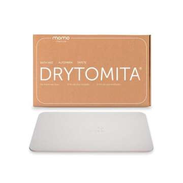 Momo Lifestyle Stone Bath Mat Drytomita Technology Diatomaceous Earth Bath Mat, Non-Slip Super Absorbent Quick Drying Shower Mat Bathroom Accessory for Home Spa (23.6 X 15.4 Inches) Linen Grey
