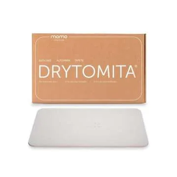 Momo Lifestyle Stone Bath Mat Drytomita Technology Diatomaceous Earth Bath Mat, Non-Slip Super Absorbent Quick Drying Shower Mat Bathroom Accessory for Home Spa (23.6 X 15.4 Inches) Linen Grey