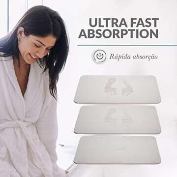 Momo Lifestyle Stone Bath Mat Drytomita Technology Diatomaceous Earth Bath Mat, Non-Slip Super Absorbent Quick Drying Shower Mat Bathroom Accessory for Home Spa (23.6 X 15.4 Inches) Linen Grey