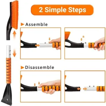 PLACHIDAY Snow Brush & Ice Scraper with Ergonomic Grip