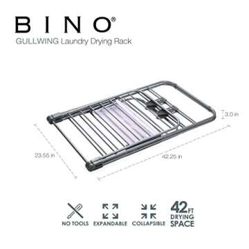 BINO Gullwing Steel Drying Rack - Foldable, Sturdy, Space Saving