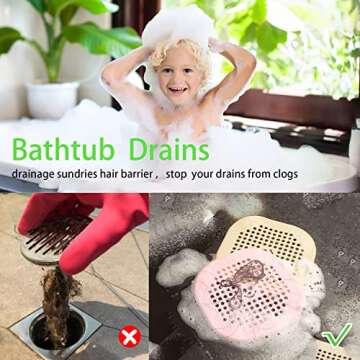 2 Pack Drain Hair Catcher Silicone Drain Protector Bathroom Accessories Hair Stopper Drain Cover for...
