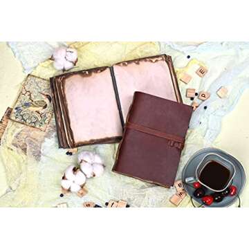 Leather Journal - Vintage Leather Journal for Women & Men - Leather Bound Journal - Book of Shadows - Spell Book - 340 Vintage paper by Leather Village