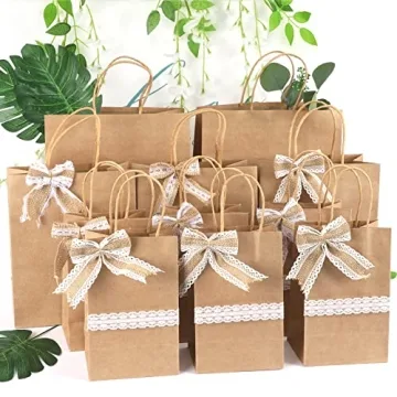 TOMNK 120pcs Kraft Paper Gift Bags with Handles  Assorted Sizes