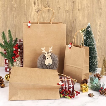 TOMNK 120pcs Kraft Paper Gift Bags with Handles  Assorted Sizes