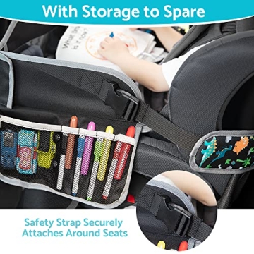 Blissful Diary Travel Tray for Kids Car Seat, Toddler Road Trip Essentials with Drawing Kit, Carseat Tray for Children Travel, Road Trip Must Haves for Kids, Black