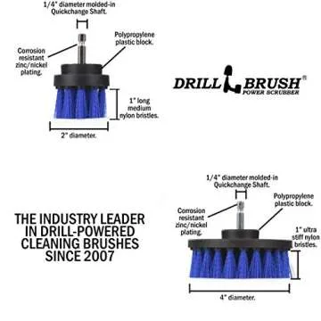 Drill Brush - Scrub Brush - Drill Brush Attachment - Cleaning Brush for Drill - Drill Brush Power Scrubber - Drill Brush Set - Boat Accessories - Hull Cleaner - Boat - Kayak - Canoe - Carpet Cleaner
