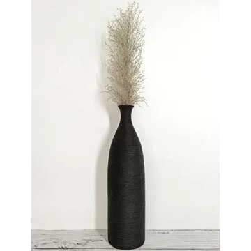 Modern Black Ceramic Vase, 13.3 inch Small Narrow Neck Vases, Ceramic Flower Vases Decorative, Fireplace, Table Decor, Modern Farmhouse Decor Vase