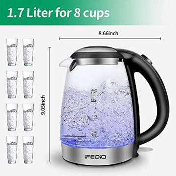 Stylish iFedio Electric Kettle 1.7L for Home Brewing