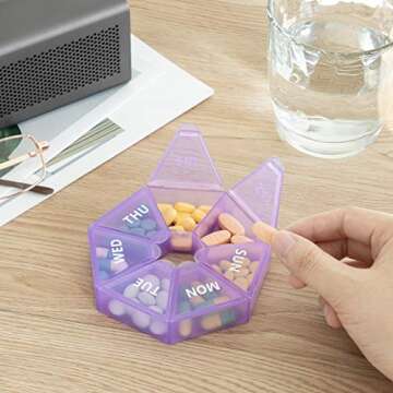 Extra Large Weekly Pill Organizer,XL 7-Sided Portable Pill Box Medicine case for Vitamin/Fish Oil/Pills/Supplements-Arthritis Friendly