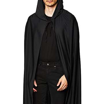 Rubie's Costume Full-Length Hooded Cape – Ankle Length Black Cape for Dress Up