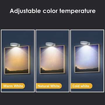 3-Pack Picture Light Battery Operated, 3 Lighting Modes Led Lights with Remote, Dimmable and Timer P...