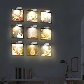 3-Pack Picture Light Battery Operated, 3 Lighting Modes Led Lights with Remote, Dimmable and Timer Painting Light, Art Display Light for Picture Frame Artworking Portrait,Home Wall Decor Puck Lights