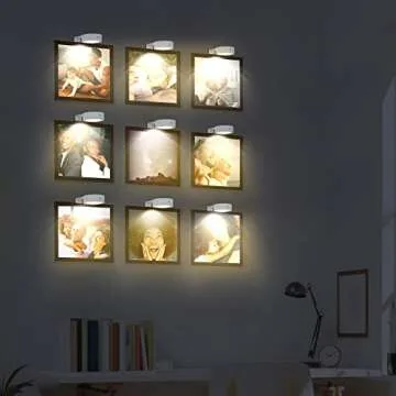 3-Pack Picture Light Battery Operated, 3 Lighting Modes Led Lights with Remote, Dimmable and Timer Painting Light, Art Display Light for Picture Frame Artworking Portrait,Home Wall Decor Puck Lights