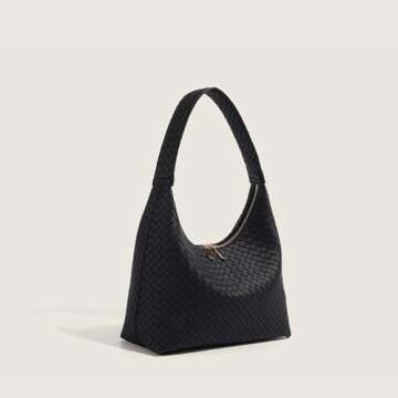 Shoulder Bags for Women Small Leather Hobo Handbag Black Trendy Underarm Purse Fall Slouchy Tote Bag 2025