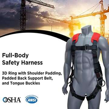 AFP Universal Fall Protection Ergonomic Safety Harness, Soft Pressure-Relieving Perforated Breathabl...