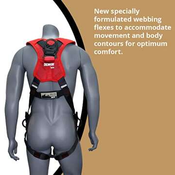 AFP Universal Fall Protection Ergonomic Safety Harness, Soft Pressure-Relieving Perforated Breathable Padded Foam Shoulder, 3 D-Rings, Tongue Buckle, Mating Buckle (OSHA/ANSI PPE)