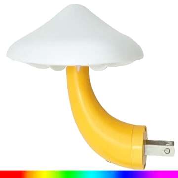 iBetterLife Mushroom Sensor LED Night Light - Plug-in 7 Color Changing Mushroom Lamp, Mini Dream Bed...