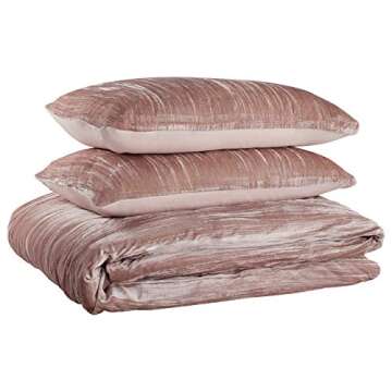Amazon Brand – Rivet Modern Velvet Duvet Cover and Sham Set - Full or Queen, Blush