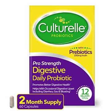 Culturelle Pro Strength Daily Probiotics For Digestive Health (2 Month Supply) with Prebiotics for W...
