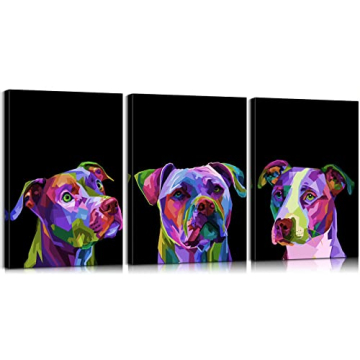 Pittbull Wall Art Set of 3 for Elegant Pet Lover Decor