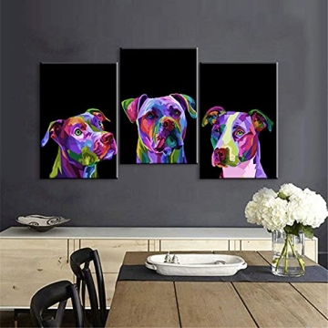 Vibrant Pittbull Wall Art Set for Pet Lovers Decor