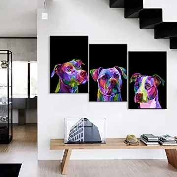 Vibrant Pittbull Wall Art Set for Pet Lovers Decor