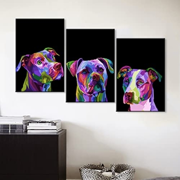 Vibrant Pittbull Wall Art Set for Pet Lovers Decor