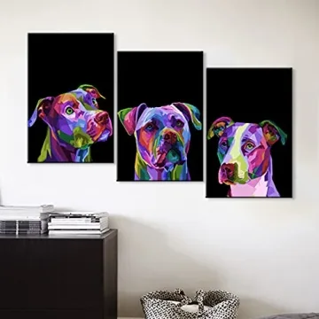 Vibrant Pittbull Wall Art Set for Pet Lovers Decor