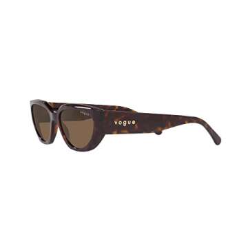 Vogue Eyewear VO5438S Cat Eye Sunglasses, Dark Havana/Dark Brown, 52 mm