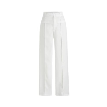 CIDER Solid Stitch Straight Leg Trousers: Elegant and Versatile White Trousers in XL
