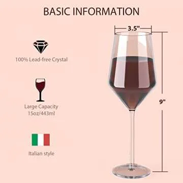 Elegant KOIOS Hand Blown Italian Wine Glasses Set of 2