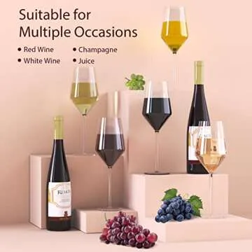 Elegant KOIOS Hand Blown Italian Wine Glasses Set of 2