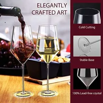 Elegant KOIOS Hand Blown Italian Wine Glasses Set of 2